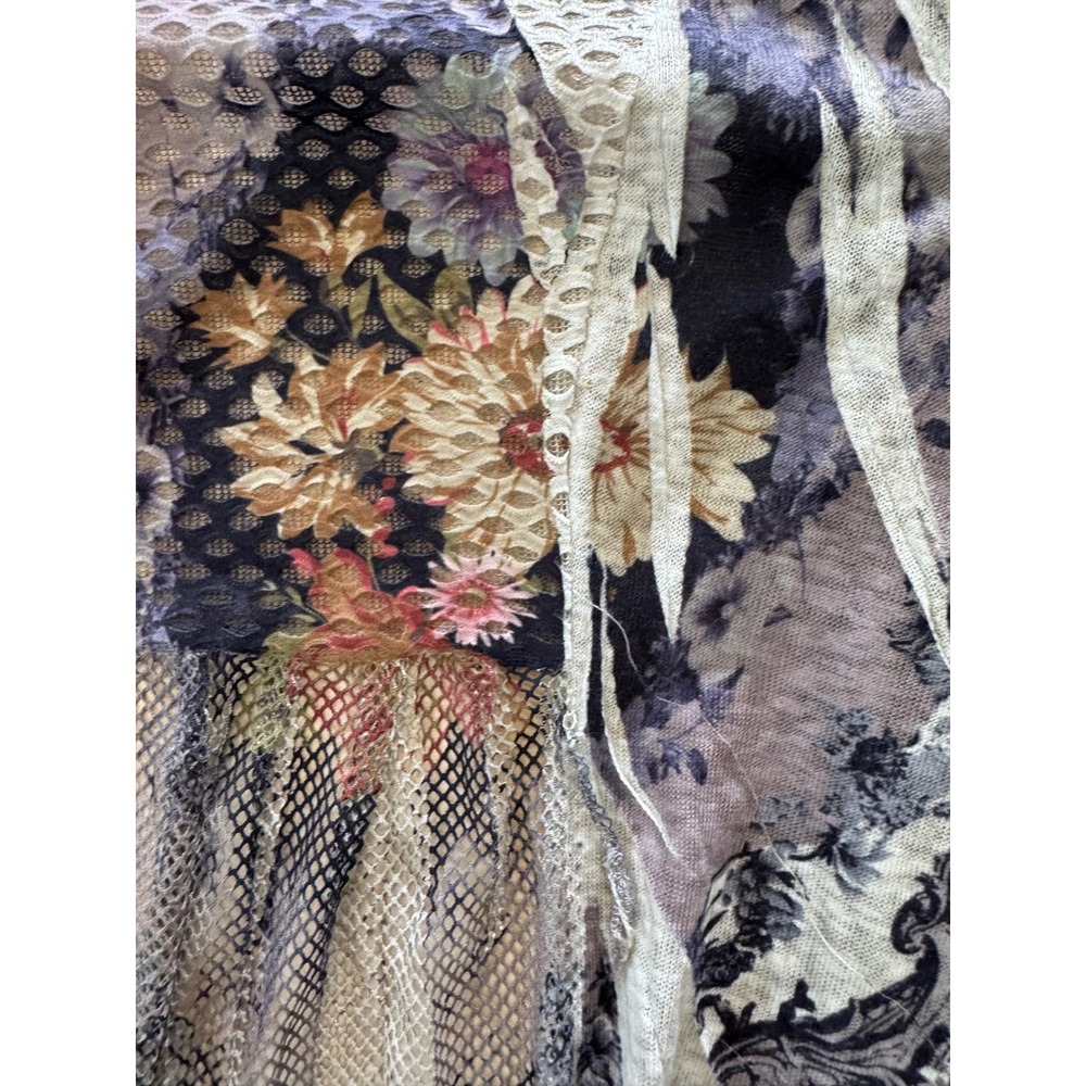 Kamana Womens M Cardigan Duster Mesh Mixed Media Floral Boho Cottagecore Indie - Picture 9 of 11